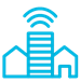 Icon of a city with a wifi signal over